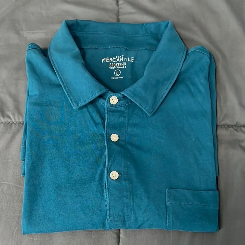 JCrew Mercantile Broken In Polo Blue Size Large